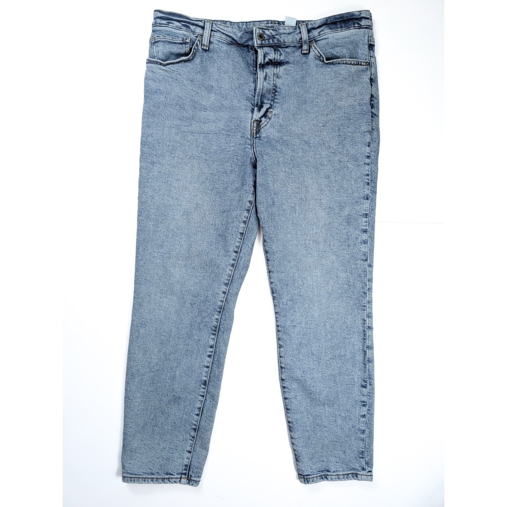 H&M High Waist Regular Fit Blue Wash Tapered Leg Jeans Women's Size 14 / 34x28